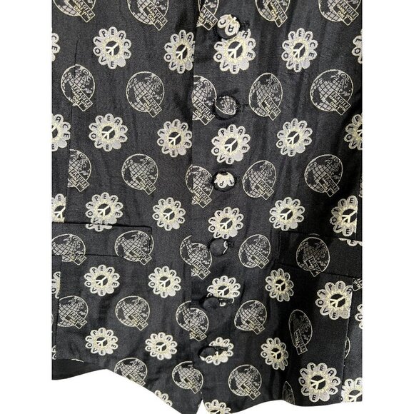 Cheap and Chic Moschino VTG Rare Mens Size 40 Black Vest Silk Earth Peace Love - Picture 6 of 16